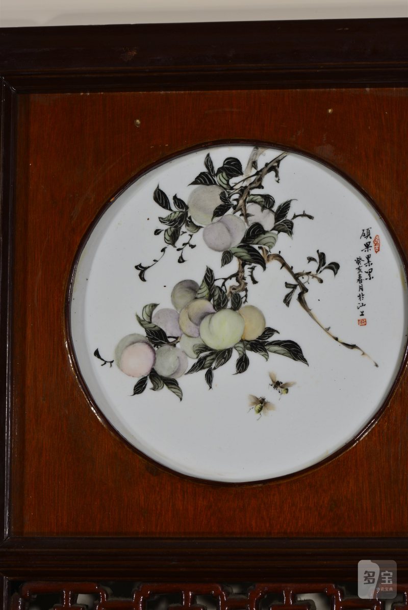 近现代 魏焕明、余少良合作双面粉彩山水人物八联落地大屏风 - 图24